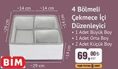 4 BÖLMELİ ÇEKMECE İÇİ DÜZENLEYİCİ